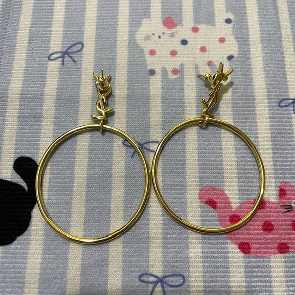 Saint Laurent Gold-Tone Round Earrings - Picture 4 of 5